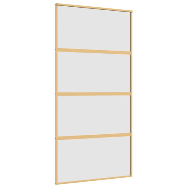 vidaXL Schuifdeur 102,5x205 cm mat ESG-glas en aluminium goudkleurig