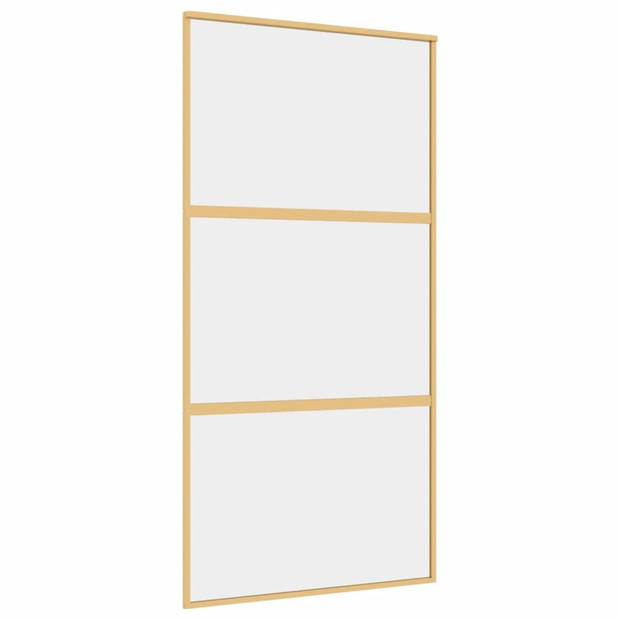 vidaXL Schuifdeur 102,5x205 cm helder ESG-glas en aluminium goudkleur