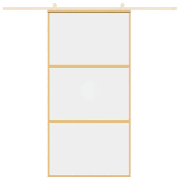 vidaXL Schuifdeur 102,5x205 cm helder ESG-glas en aluminium goudkleur