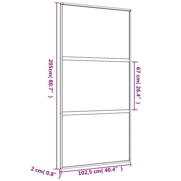 vidaXL Schuifdeur 102,5x205 cm helder ESG-glas en aluminium goudkleur