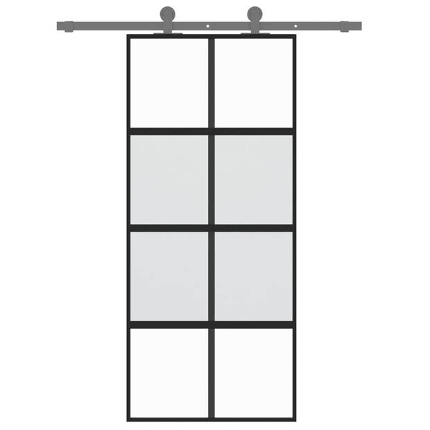 vidaXL Schuifdeur 90x205 cm gehard glas en aluminium zwart