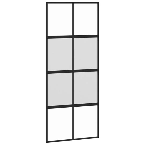 vidaXL Schuifdeur 90x205 cm gehard glas en aluminium zwart