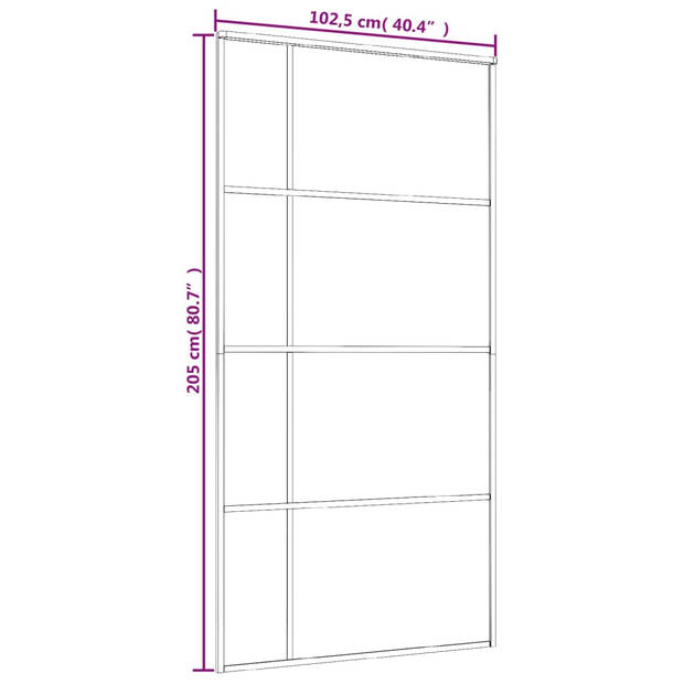 vidaXL Schuifdeur 102,5x205 cm ESG-glas en aluminium wit