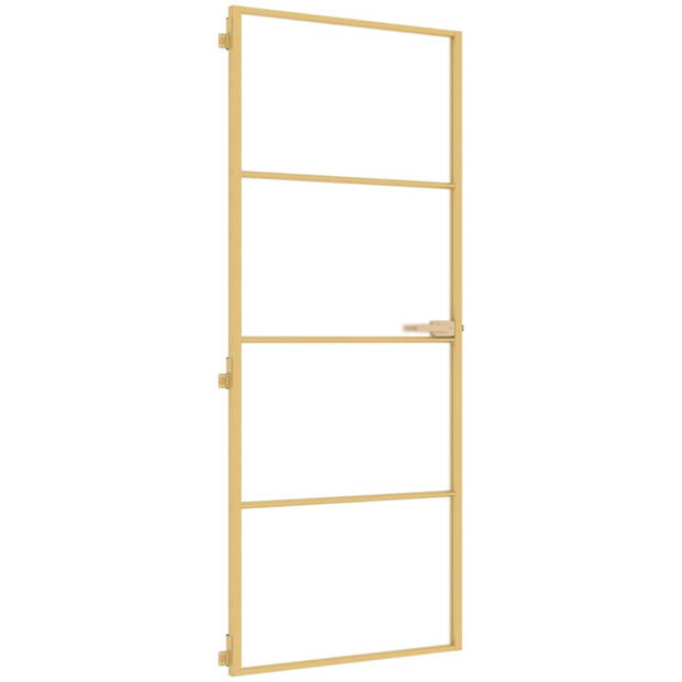 vidaXL Binnendeur smal 83x201,5 cm gehard glas en aluminium goudkleur