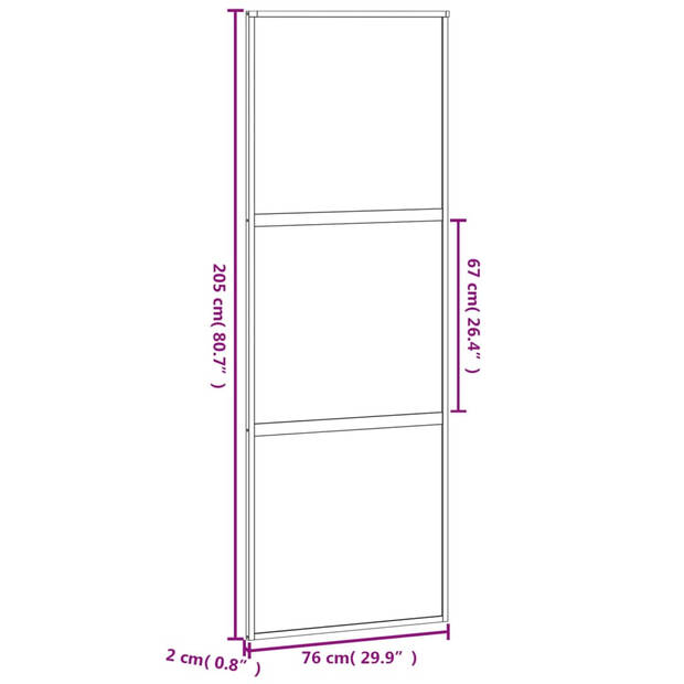 vidaXL Schuifdeur 76x205 cm gehard glas en aluminium wit