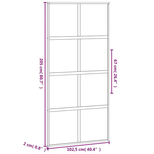 vidaXL Schuifdeur 102,5x205 cm gehard glas en aluminium zwart