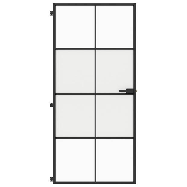 vidaXL Binnendeur smal 93x201,5 cm gehard glas en aluminium zwart