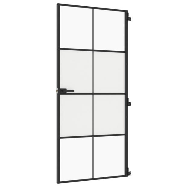 vidaXL Binnendeur smal 93x201,5 cm gehard glas en aluminium zwart