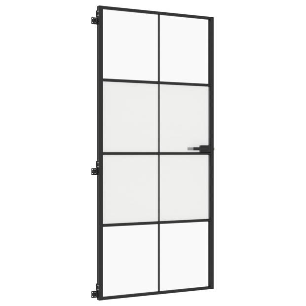 vidaXL Binnendeur smal 93x201,5 cm gehard glas en aluminium zwart