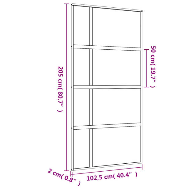 vidaXL Schuifdeur 102,5x205 cm helder ESG-glas en aluminium goudkleur