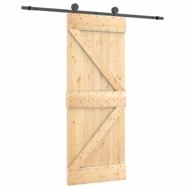 vidaXL Schuifdeur met beslag 70x210 cm massief grenenhout