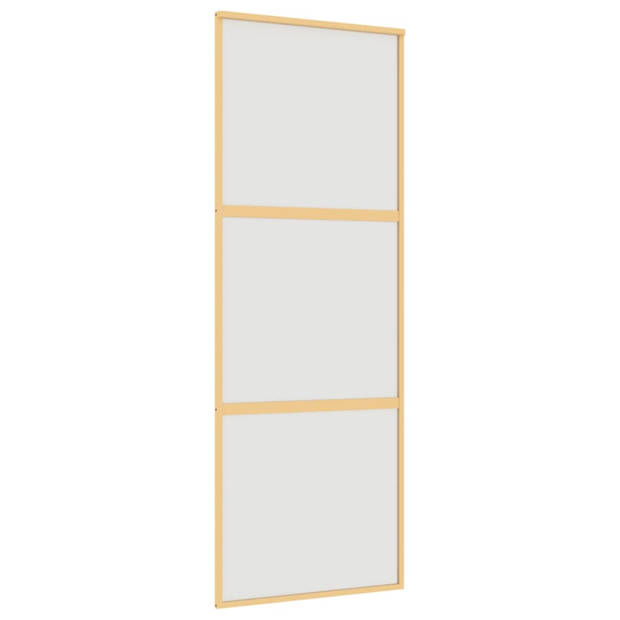 vidaXL Schuifdeur 76x205 cm mat ESG-glas en aluminium goudkleurig