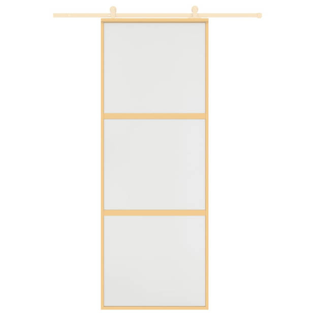 vidaXL Schuifdeur 76x205 cm mat ESG-glas en aluminium goudkleurig