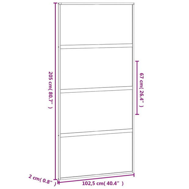 vidaXL Schuifdeur 102,5x205 cm gehard glas en aluminium zwart