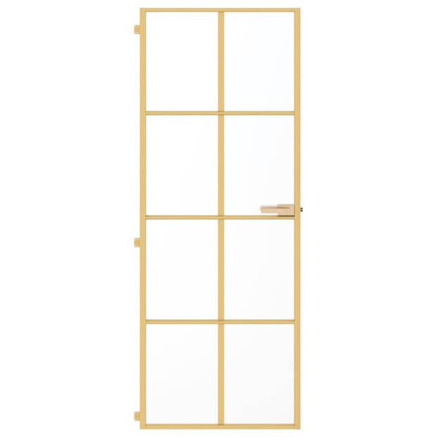 vidaXL Binnendeur smal 76x201,5 cm gehard glas en aluminium goudkleur