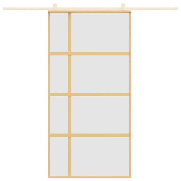 vidaXL Schuifdeur 102,5x205 cm mat ESG-glas en aluminium goudkleurig