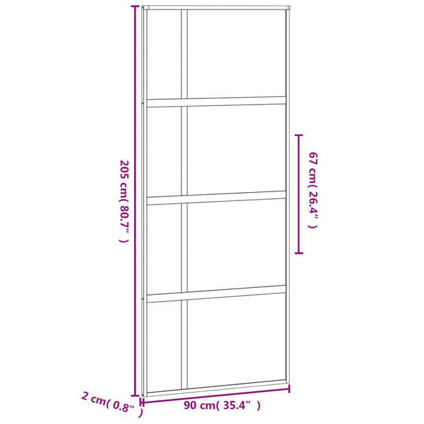 vidaXL Schuifdeur 90x205 cm gehard glas en aluminium zwart