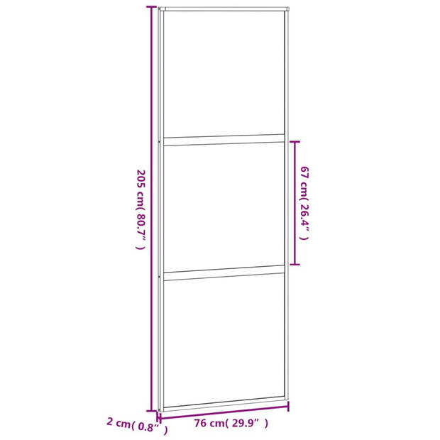 vidaXL Schuifdeur 76x205 cm gehard glas en aluminium zwart