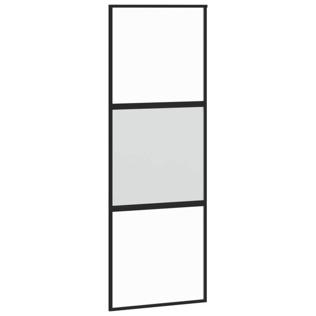 vidaXL Schuifdeur 76x205 cm gehard glas en aluminium zwart