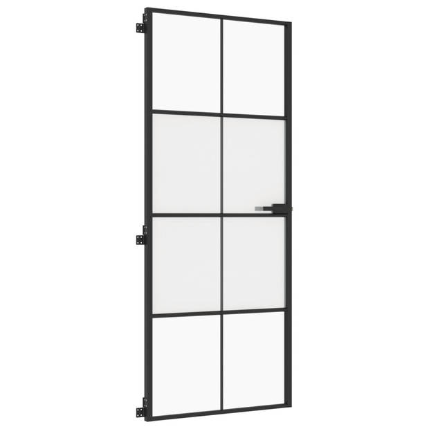 vidaXL Binnendeur smal 83x201,5 cm gehard glas en aluminium zwart