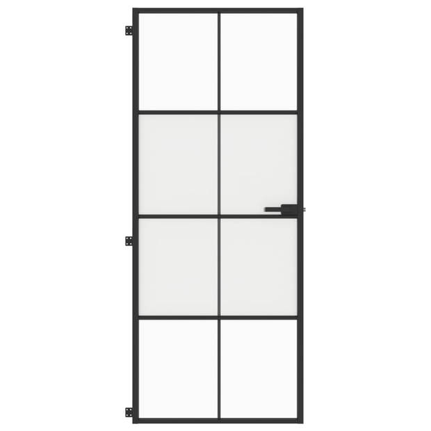 vidaXL Binnendeur smal 83x201,5 cm gehard glas en aluminium zwart