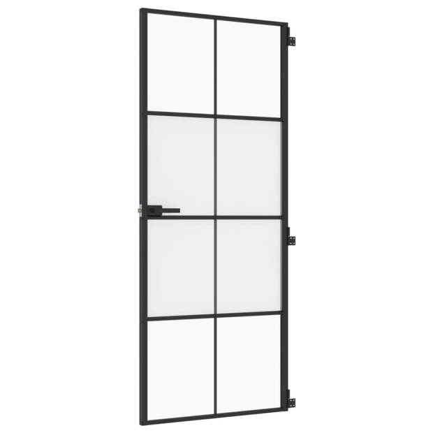 vidaXL Binnendeur smal 83x201,5 cm gehard glas en aluminium zwart