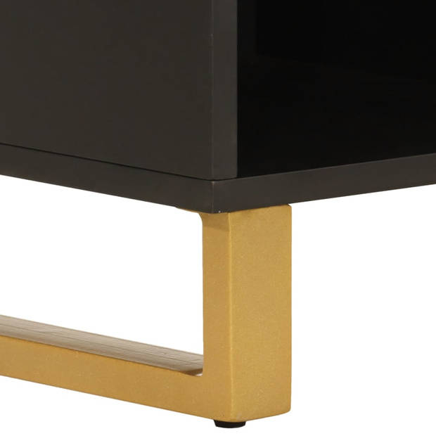 vidaXL Tv-meubel 100x33,5x46 cm massief mangohout bruin en zwart