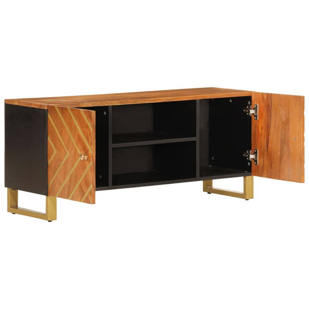 vidaXL Tv-meubel 105x33,5x46 cm massief mangohout bruin en zwart