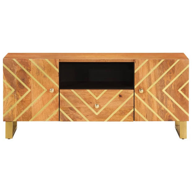 vidaXL Tv-meubel 105x33,5x46 cm massief mangohout bruin en zwart