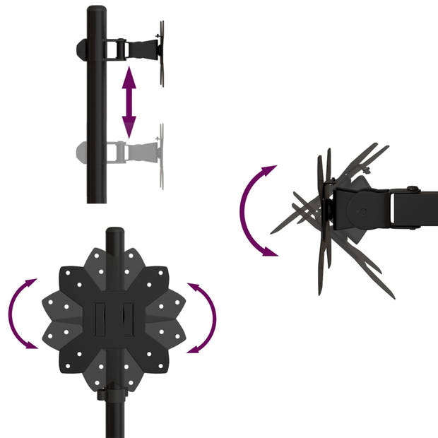 vidaXL Monitorbeugel VESA 75/100 mm zwart staal