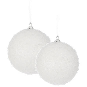 48x stuks kerstversiering witte sneeuw effect kerstballen 4 en 6 cm - Kerstbal