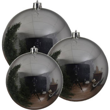 3x Grote zilveren kerstballen van 14/20/25 cm glans van kunststof - Kerstbal