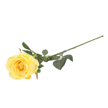 Top Art Kunstbloem roos Nova - lichtgeel - 75 cm - kunststof steel - decoratie bloemen - Kunstbloemen