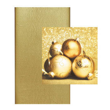 Kerst thema tafelkleed/tafellaken met servetten set goud - Tafellakens