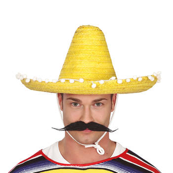 Guirca Mexicaanse Sombrero hoed voor heren - carnaval/verkleed accessoires - geel - Verkleedhoofddeksels