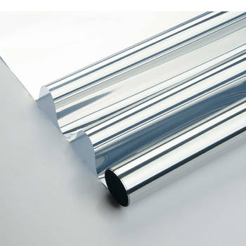 Raamfolie zonwerend semi transparant/zilver 90 cm x 2 meter statisch - Raamstickers