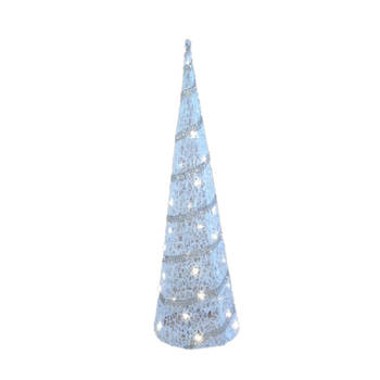 LED piramide kerstboom - H39 cm - wit - kunststof - kerstverlichting - kerstverlichting figuur