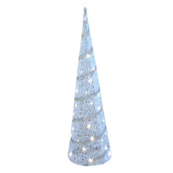 LED piramide kerstboom - H79 cm - wit - kunststof - kerstverlichting - kerstverlichting figuur