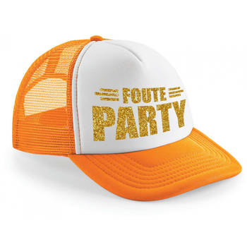 Bellatio Decorations foute party snapback/cap - oranje/wit - gouden letters - pet - dames/heren - Verkleedhoofddeksels