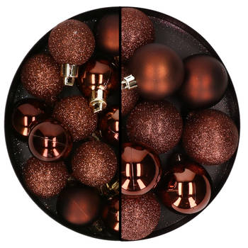 Cosy and Trendy kerstballen - 32x - donkerbruin - 3 en 6 cm - Kerstbal