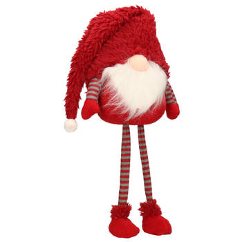 Decoratie gnome/kabouter pop - H55 cm - rood - kerstman pop - Kerstman pop