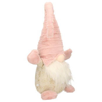 Pluche gnome/dwerg - 46 cm decoratie pop - lichtroze - Kerstman pop