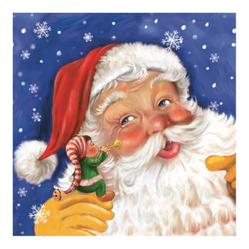 Daisy kerst thema servetten - 40x st - 33 x 33 cm - kerstman - Feestservetten