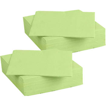 Color Party diner/feest servetten - 60x - lime groen - 38 x 38 cm - papier - 3-laags - Feestservetten