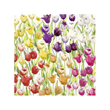 40x Gekleurde 3-laags servetten tulpen 33 x 33 cm - Feestservetten