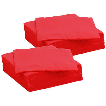 Color Party diner/feest servetten - 60x - helder rood - 38 x 38 cm - papier - 3-laags - Feestservetten