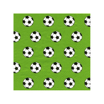 60x groen 3-laags servetten voetbal ballen 33 x 33 cm - Feestservetten