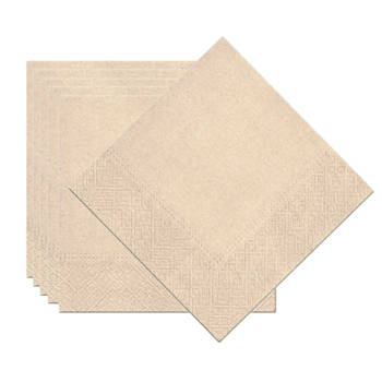 Chaks Feest servetten taupe/beige - 20x - papier - 25A x 25 cm - Feestservetten