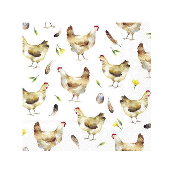20x Witte 3-laags servetten kippen 33 x 33 cm - Feestservetten