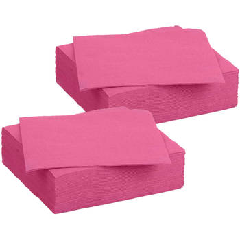 Color Party diner/feest servetten - 60x - fuchsia roze - 38 x 38 cm - papier - 3-laags - Feestservetten